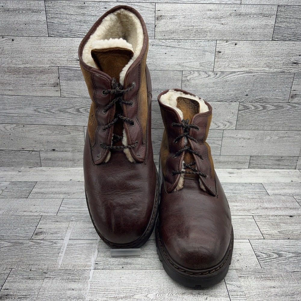 ORVIS Two Tone Brown Leather‎ Ankle Boots Shearling Lined Canada Women 10.5D